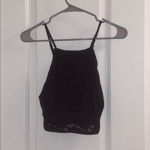 black lace crop top